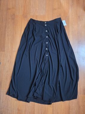 Ardene Black Button-Front Maxi Skirt